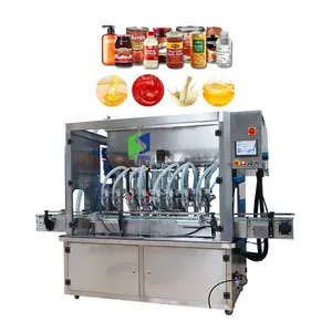 Linea di riempimento per inscatolamento del barattolo di riempimento del barattolo di pasta di salsa di pomodoro spessa a pistone completamente automatico