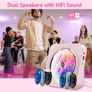 Reproductor de <span class=keywords><strong>CD</strong></span> inalámbrico portátil recargable BT5.0, reproductor de <span class=keywords><strong>CD</strong></span> doméstico personalizable con altavoz, <span class=keywords><strong>radio</strong></span>, reproductor de <span class=keywords><strong>CD</strong></span> Casette - Product Image 6