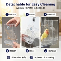 Mangeoire à oiseaux automatique anti-déversement en acrylique transparent, forme personnalisée, avec impression UV et gravure laser, pour cage et usage extérieur