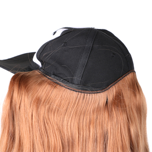 al por mayor de béisbol Cap Peluca de pelo rizado de moda baja precio negro largo ondulado rizado trenza de gorra de béisbol - Product Image 6