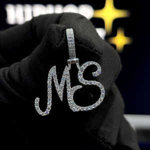 Custom MS <b>Initial</b> <b>Pendant</b> Necklace Iced Out Double Letter Monogram Charm for Men & Women - Product Image 4