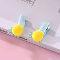 Vente chaude mignon dessin animé métal tissu pinces à cheveux ruban arcs ensemble doux ananas pompon bec de canard frange décorations enfants