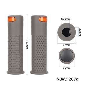 Couvre-guidon gris avec éclairage anti-empreintes digitales, poignées télécommandées pour trottinette électrique, clignotants et feux d'avertissement - Product Image 2
