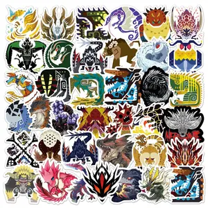 50 Stück Trend Monster Hunter Videospiel Aufkleber für Jugendliche Diy dekorative Notebook Laptop Flaschen Telefon Aufkleber