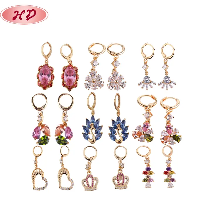 2018 nouveau modèle dernier simple plaqué or zircon boucles d'oreilles bijoux femmes conceptions pour les femmes