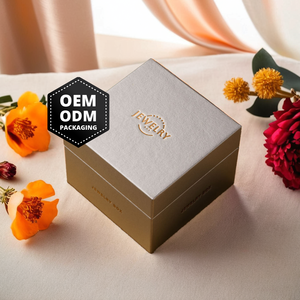 Elegante joyero con logotipo, embalaje personalizado, estampado de lámina dorada en relieve para marca Premium - Product Image 1