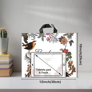 Thank You <b>Bags</b> 60 Pack Reusable Plastic Shopping <b>Gift</b> <b>Bags</b> With Loop Handle <b>Large</b> Size Floral Pattern - Product Image 2