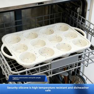 Molde de silicona al por mayor para hornear 12 magdalenas, bandeja de hierro con revestimiento de silicona de grado alimenticio, molde para 24 magdalenas en forma de cadena - Product Image 4