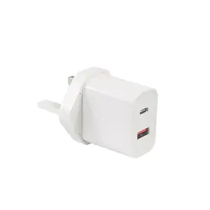 Spina Uk bianca caricabatterie rapido Pd usb-c tipo di alimentazione C Qc 3.0 telefono 18W Qc3.0 adattatore da parete