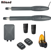 Kit d'opérateur de portail battant automatique Hiland SWG2001 avec télécommande de portail, cellule photoélectrique et lampe flash