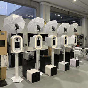 상업용 행사를 위한 모던 스타일 전문가용 포토부스, 타원형 LED 조명, 아이패드 및 DSLR 호환 즉석 사진 부스 기계 - Product Image 5