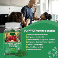 Vegan Super Fruit & Groente Gummies 35+ Volledige Voedingsingrediënten Suiker Vrij Groene Multivitaminen voor Gezondheidszorg 60 Stuks