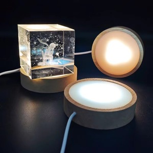 Yoni ฐานโคมไฟไม้จริงแบบ DIY ขนาดเล็กไฟกลางคืนกระจายคริสตัลสำหรับงานฝีมือป้ายติดผนังสีแบบเรียบง่ายทันสมัยปรับแต่งได้ - Product Image 3