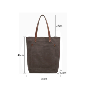 High Quality Cotton Canvas <b>Tote</b> <b>Bag</b> with Outside Pocket Custom Logo Printed Leather Handle <b>Tote</b> <b>Bag</b> with <b>Zipper</b> - Product Image 4