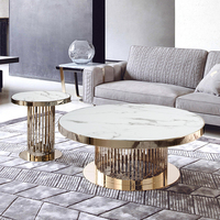 Table basse ronde moderne avec dessus en marbre pour salon Mobilier de maison de haute qualité avec design en métal