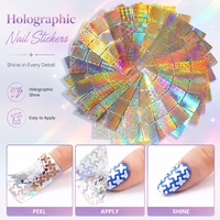 1 SET Autocollants de Nail Art Découpés au Laser, Pochoirs Creux en PET, Décalcomanies de Manucure, 24 Motifs, 96 Formes pour Salon de Manucure et DIY