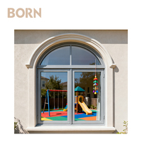 Precio de fábrica, estilo retro arqueado silencioso, ventanas abatibles de aluminio con vidrio de doble acristalamiento, diseño americano para oficinas en el hogar