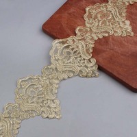 Accessoires de vêtements en gros, matériel de couture, tissu pour robe de mariée, garniture, broderie blanche dorée, literie, nappe, dentelle textile