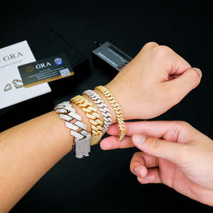 สร้อยข้อมือคิวบันลิงค์ประดับเพชรโมอิสซาไนต์ VVS1 ขายดี ขนาด 10 มม. สองแถว ผ่านการทดสอบเพชร สไตล์ฮิปฮอป - Product Image 6