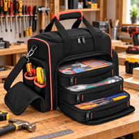 Sac de transport robuste pour électricien avec logo personnalisé, 3 compartiments amovibles, organisateur multi-poches, sac à bandoulière, vente en gros