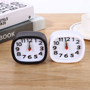 Rectangular Alarm <b>Clock</b> White Black <b>Mechanical</b> Desk <b>Clock</b> For Bedroom And Study Use - Product Image 2