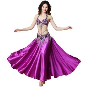 بدلة رقص شرقي احترافية للسيدات مكونة من صدرية وحزام وتنورة كاملة الاستدارة - Product Image 4