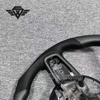 Volante de fibra de carbono para agarre de cuero perforado Jeep Compatible con modelos Wrangler Grand Cherokee