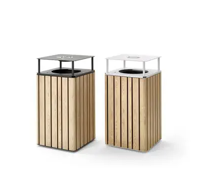 Public Wood Park Dustbin Supplier Outdoor Garbage Containers Trash Cans for Garden