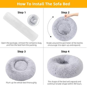 New Style Super Soft Dog Cushion Round Washable <b>Plush</b> Fluffy Donut Dog <b>Cat</b> House Velvet Mats Sofa Dog Portable Pet Bed - Product Image 4