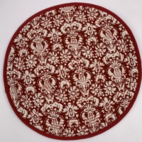 Napperons ronds matelassés en tissu damassé rouge, motif floral vintage, résistants à la chaleur, lavables, pour la maison et la cuisine