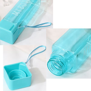 Nouvelle bouteille d'eau en plastique carrée givrée, portable, transparente, anti-fuite, à boire directement, pour le sport, les voyages, le camping en plein air - Product Image 6