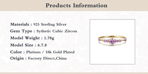Anillo de Boda ROXI de Plata de Ley S925 con Circonita Morada, Estilo Europeo y Americano, Combinable con Todo - Product Image 6