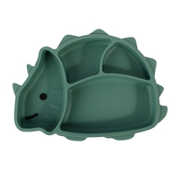 Assiette bébé en silicone personnalisée, écologique, sans BPA, de qualité alimentaire, incassable, à ventouse, avec compartiments, en forme de dinosaure