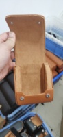 Étui à montre simple en cuir PU avec logo personnalisé, portable, doublure en daim noir et marron, boîte à montre pour voyage