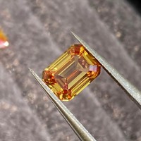 Batu Permata Emerald Cut Hailer, Batu Permata Lepas, Grosir, Safir Buatan Laboratorium, Safir Kuning