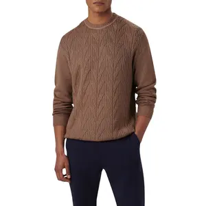 OEM Custom Men's Merino Wool Pullover Sweater Knitted Cable Woven with 3D Pattern Winter Warm Clothing