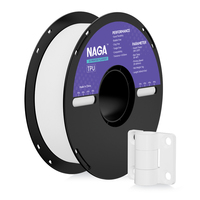 Filament d'impression 3D NAGA TPU 1,75 mm, filament TPU flexible à haute élasticité, bobine de 1 kg pour imprimante 3D FDM, blanc