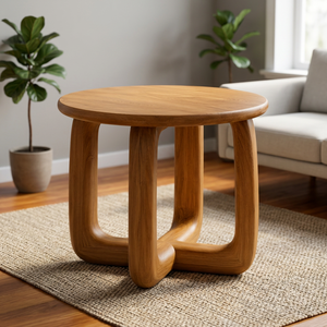 Modern Scandinavian <b>Solid</b> Teak <b>Wood</b> <b>Dining</b> <b>Table</b> | Handcrafted Eco-Friendly Durable Waterproof Premium Sculptural Loop for Hotel - Product Image 3