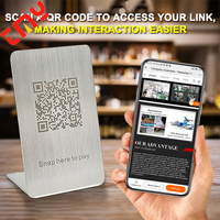 Support de Table Personnalisé en Acier Inoxydable Gravé au Laser, Étanche, avec Code QR pour Menu Numérique et Avis Google, Support NFC Vierge