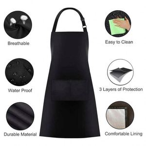 Hot Sale Waterproof Oil Proof Custom <b>Apron</b> Black <b>BBQ</b> Kitchen <b>Apron</b> with Pockets - Product Image 5