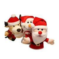 Adorable ensemble de marionnettes à main en peluche de Noël : Père Noël, Bonhomme de neige, Renne, Pingouin – Jouets en peluche de Noël