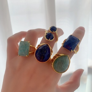 LS-B5657 di alta qualità in oro anello da dito per donna uomo natura amazonite lapis anello di pietre preziose moda <span class=keywords><strong>gioielli</strong></span> anelli nuovi alla moda - Product Image 3