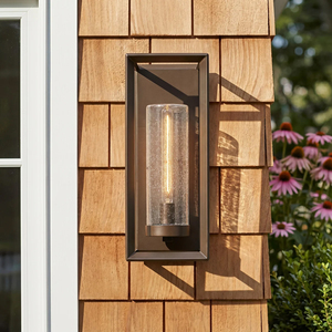 Retro Industrial Exterior <b>Wall</b> <b>Sconce</b> Rectangular Open Frame Seed Bubble Glass <b>Wall</b> Lantern For Residence - Product Image 5