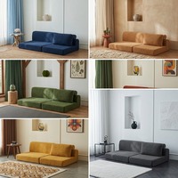 Canapé modulaire simple moderne, fauteuil en tissu peluche vert olive doux, canapé de style bloc simple pour chambre et salon