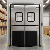 Porte battante double à impact pour chambre froide, anti-collision, avec charnière à gravité pour fermeture manuelle automatique, en acier inoxydable 304