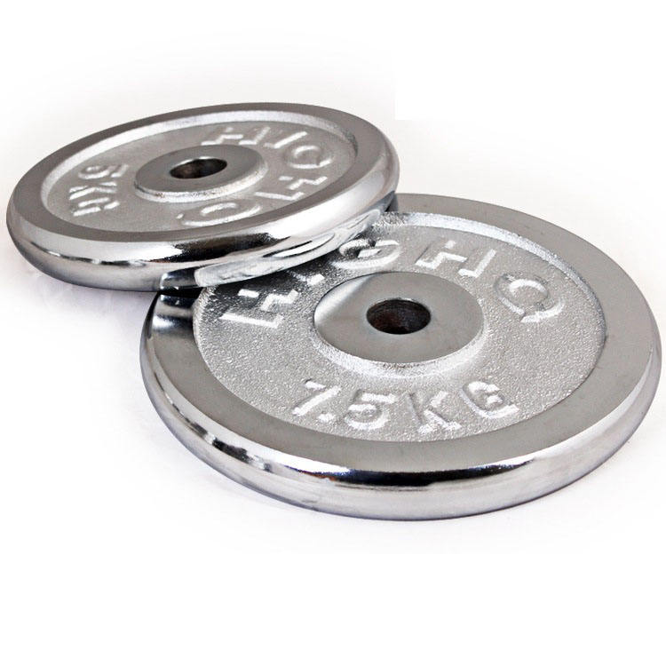 Pelat Barbel Elektroplating Lubang Besar Pria Gym Fitness 5Kg 10Kg 20 Kg Besi Cor Plat Berat Olimpic Rod