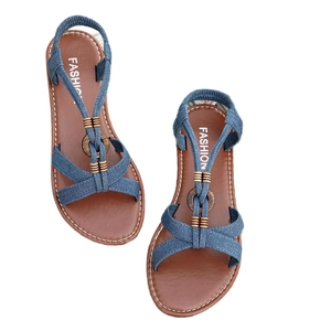 Sandales d'été en jean style bohème pour femmes, semelle souple, talon bas, antidérapantes, légères, pour tous les jours et l'extérieur - Product Image 2