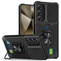 Anneau magnétique étui de protection de fenêtre coulissante pour Samsung Galaxy S25 Ultra S25 FE A56 A17 support de carte béquille de protection