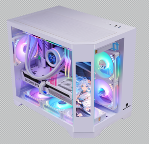 Boîtier <span class=keywords><strong>PC</strong></span> MicroATX en métal WJCOOLMAN Dreamer <span class=keywords><strong>PLUS</strong></span> avec écran secondaire, vue panoramique, compatible refroidissement liquide 360, en stock - Product Image 6