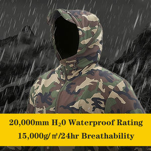 FLYSKI <b>Men's</b> <b>Soft</b> <b>Shell</b> Outdoor Waterproof 10,000mm Breathable Windproof Zipper <b>Jacket</b> for Camping Hiking Fishing Ultralight - Product Image 3